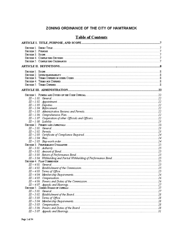 Hamtramck ORD 497 New Zoning Ordinance 2008 PDF Grammatical Gender