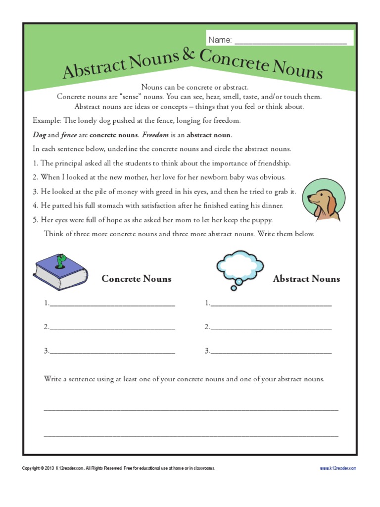 Abstract Concrete Nouns Abstraction Noun