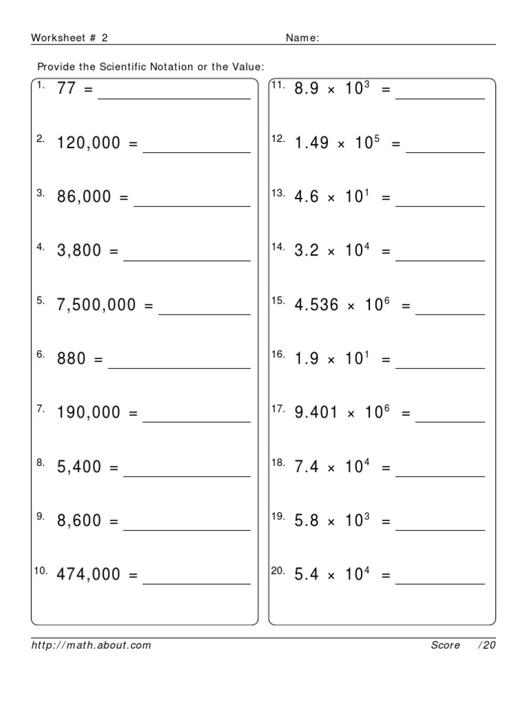 Scientific Notation Practice Worksheet | PDF | Teaching Methods & Materials