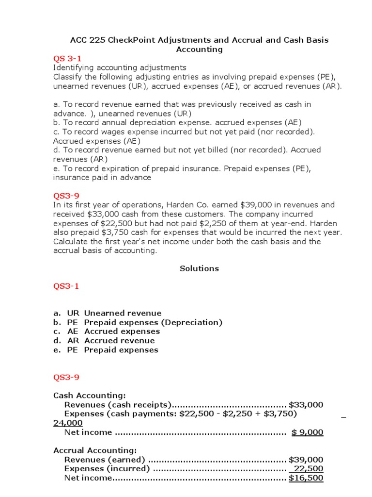 ACC 225 CheckPoint Adjustments and Accrual and Cash Basis Accounting ...