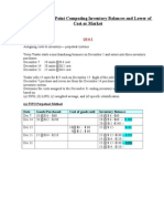 ACC 225 Week 6 CheckPoint Computing Inventory Balances and Lower of Cost or Market