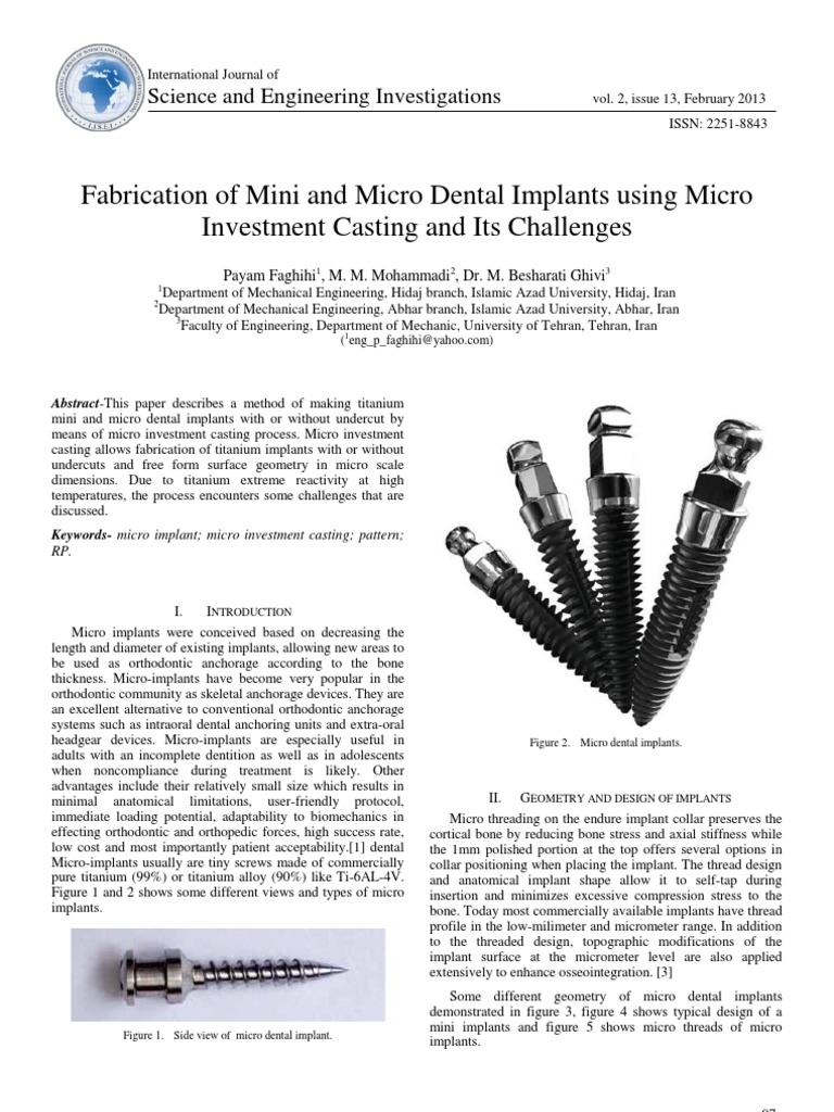 Fabrication of Mini and Micro Dental Implants Using Micro Investment ...
