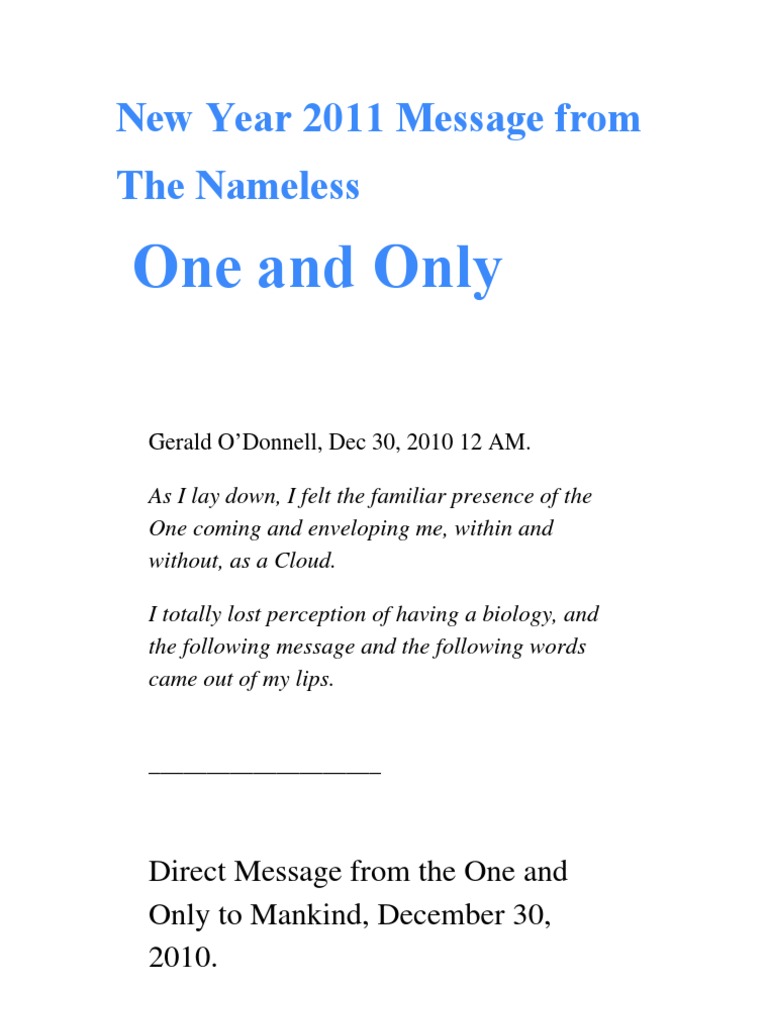 Divine Message of Oneness for 2011 | PDF | Wellness