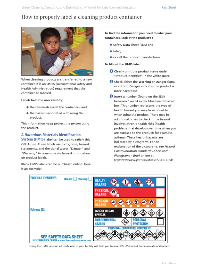 Fact Sheet How To Properly Label A Cleaning Product Container PDF