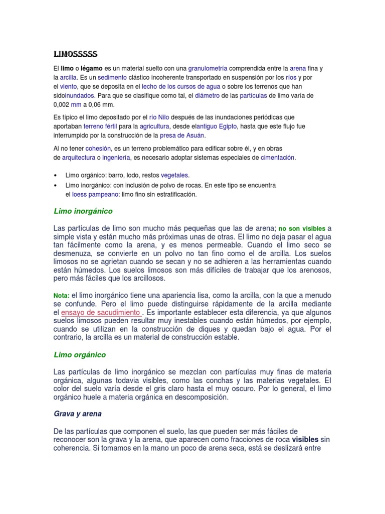Características y Tipos de Limo en Suelos | PDF | Arcilla | Suelo
