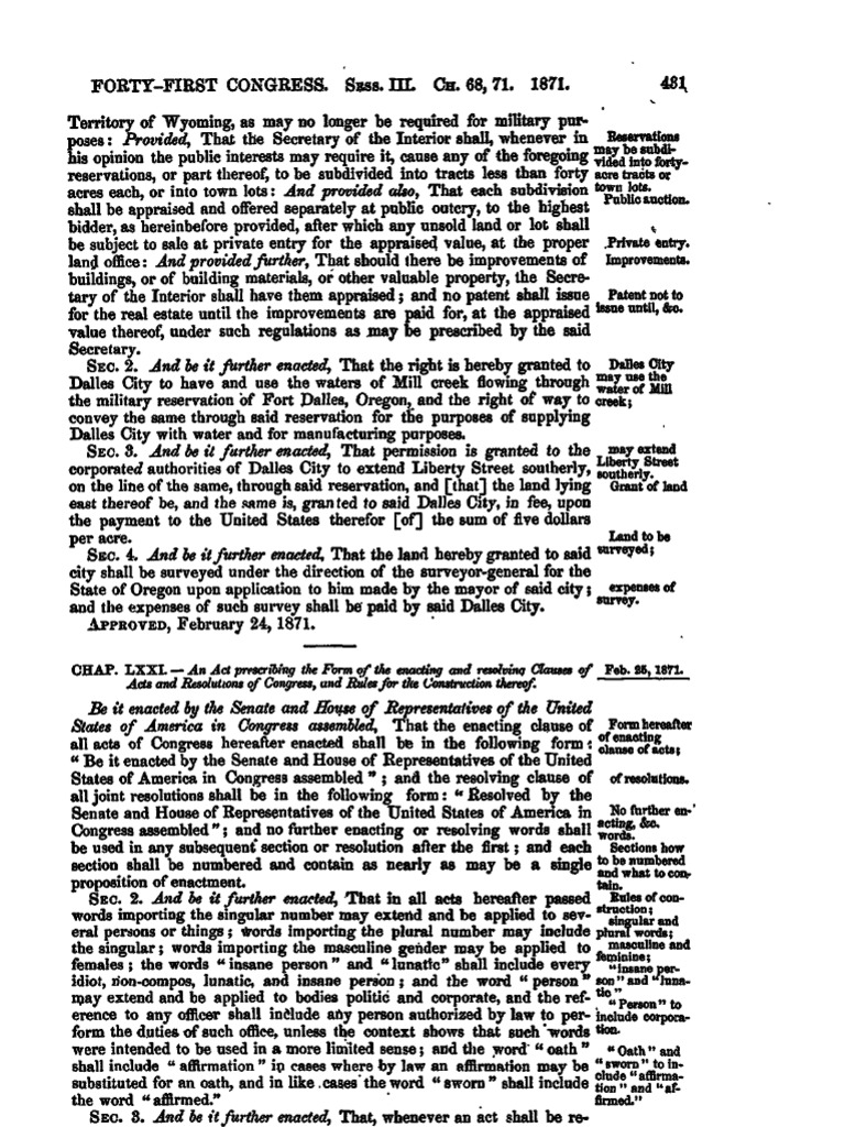 Federal Dictionary Act of 1871 | PDF