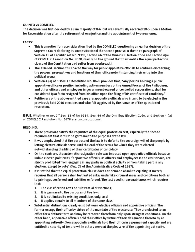 Quinto vs comelec pdf commission on elections philippines equal