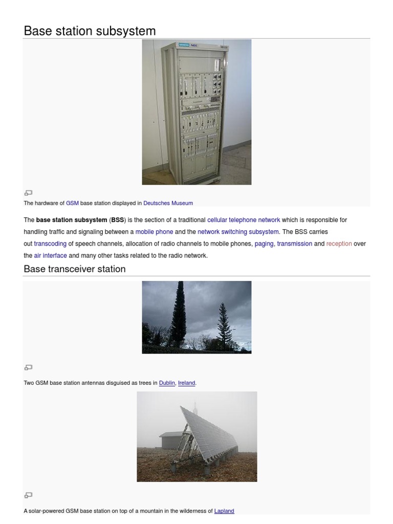 Base Station Subsystem PDF Networks Mobile