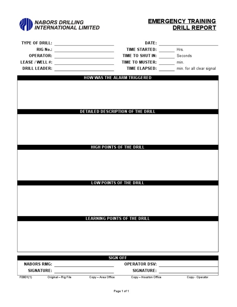 Emergency Training Drill Report PDF