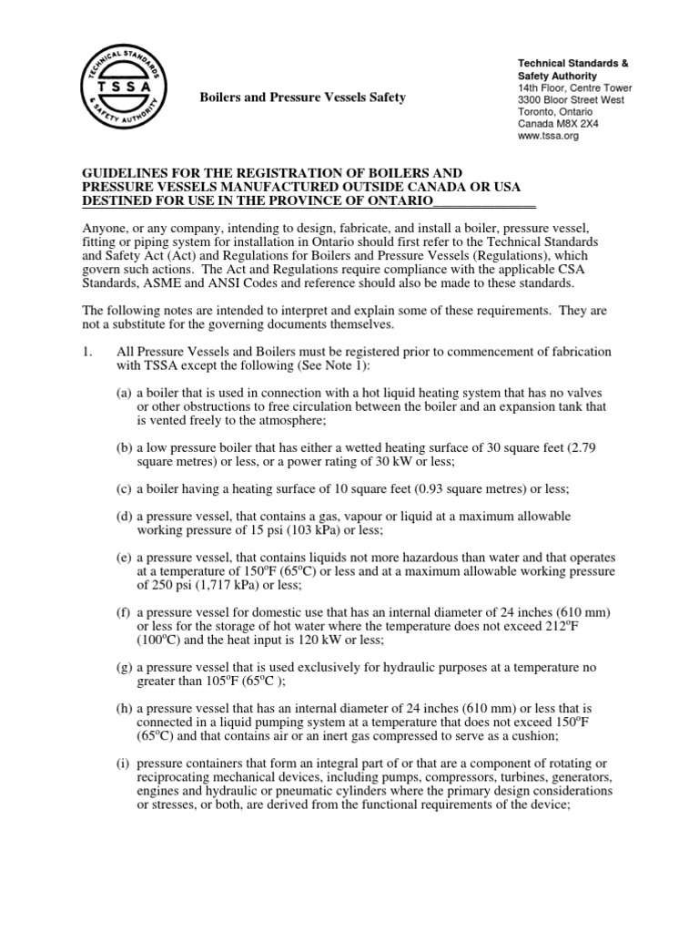 Ontario Boiler & Pressure Vessel Guidelines | PDF | Boiler | Pressure