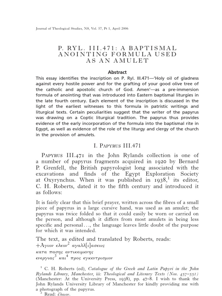 Bruyn Theodore de A Baptismal Anointing Formula Anointing Baptism