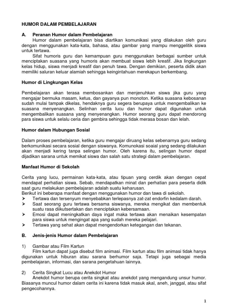 Humor Dalam Pembelajaran Humor Dalam Pembelajaran