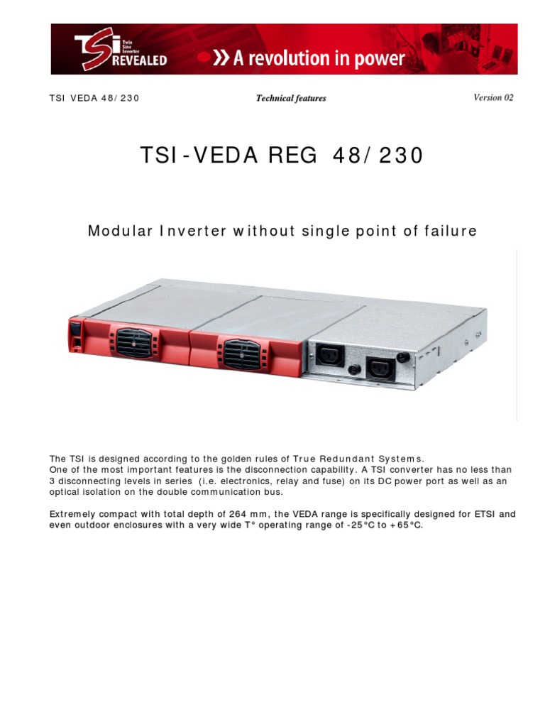 Tsi Veda 48 230 Data Sheet v03 | PDF | Power Inverter | Alternating Current