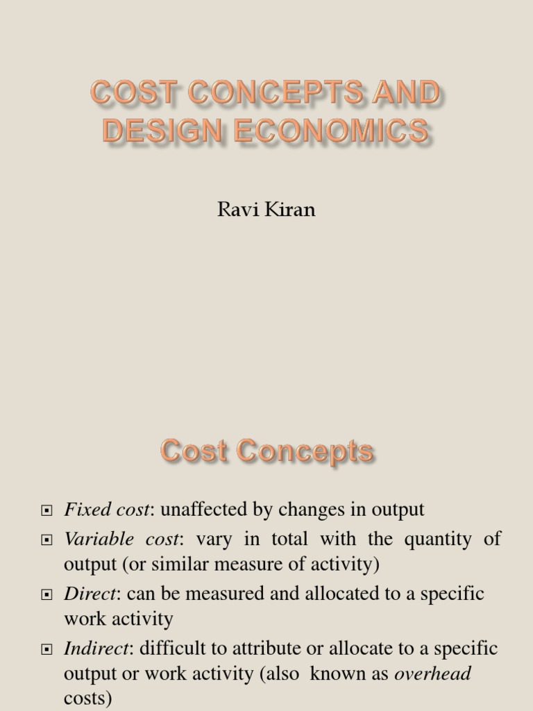 Cost Concepts and Design Economics Marginal Cost Output (Economics)