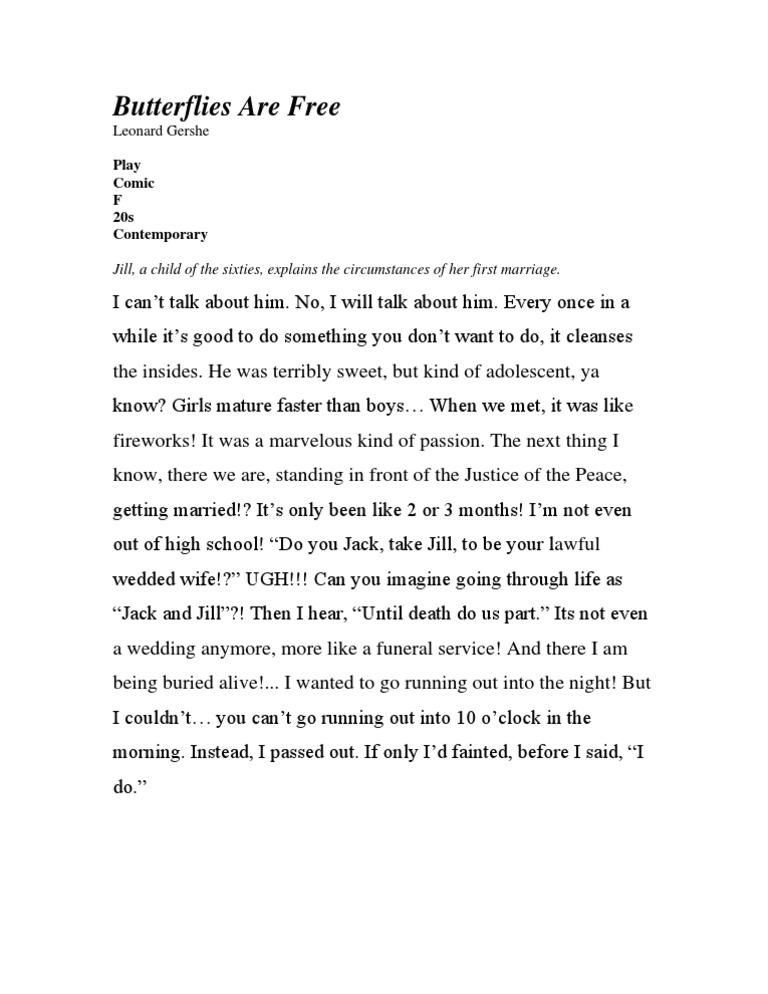Butterflies Are Free Monologue PDF