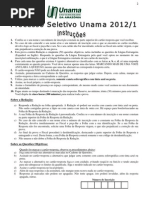 Unama 2012 0 Prova Completa c Gabarito