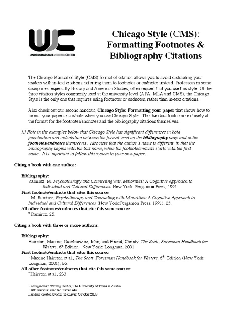 Chicago Style Footnotes - Bib03 Chicago Style (CMS) | PDF | Citation ...