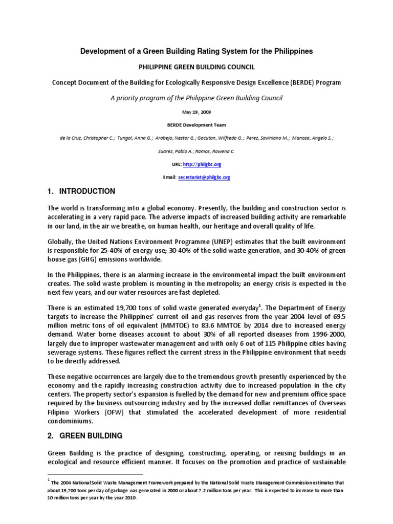 BERDE: Philippine Green Building Rating | PDF | Green Building ...