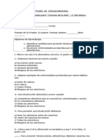 Prueba  de  Ciencias Naturales 2º parte segundo sem.