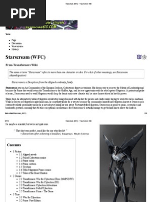 Starscream Wfc Transformers Wiki