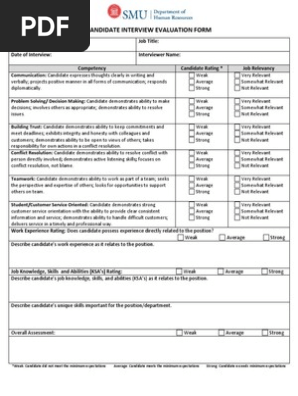Candidate Interview Evaluation Form