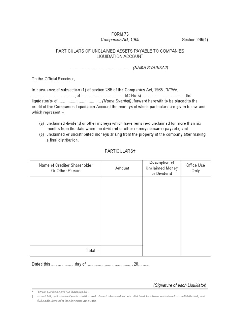 Unclaimed Assets for Liquidation Account | PDF