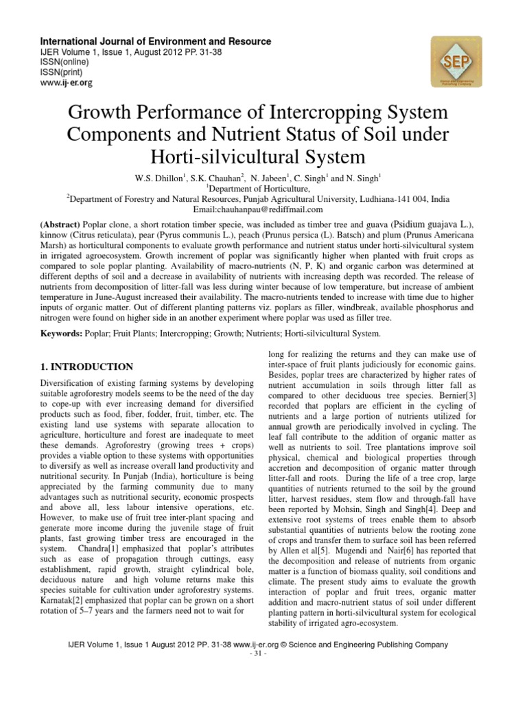 Growth Performance of Intercropping System Components and Nutrient ...