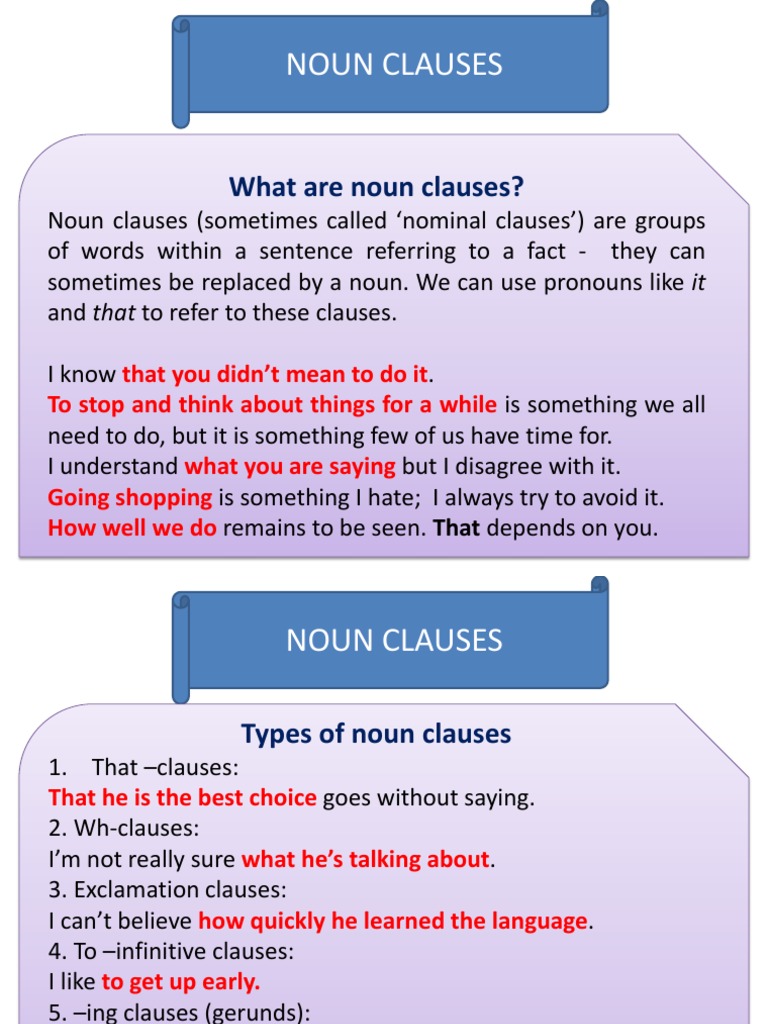 Noun Clauses Clause Noun