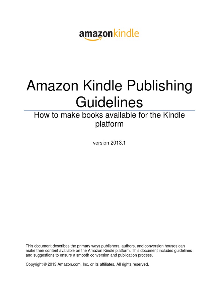 Amazon Kindle Publishing Guidelines PDF Amazon Kindle Html Element