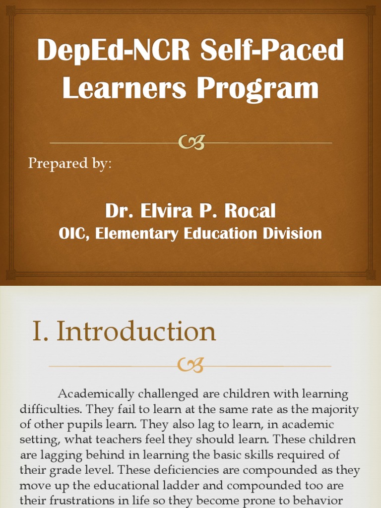 Self-Paced Learning for Academically Challenged | PDF | Educational ...
