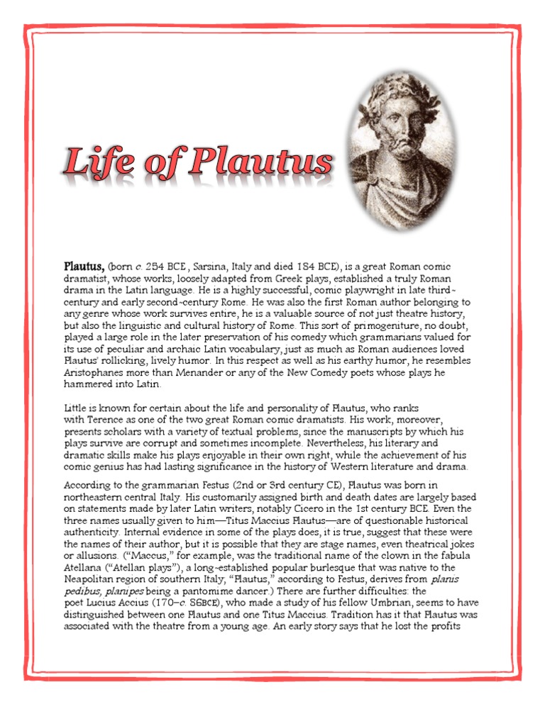 Life of Plautus | PDF | Play (Theatre) | Theatre