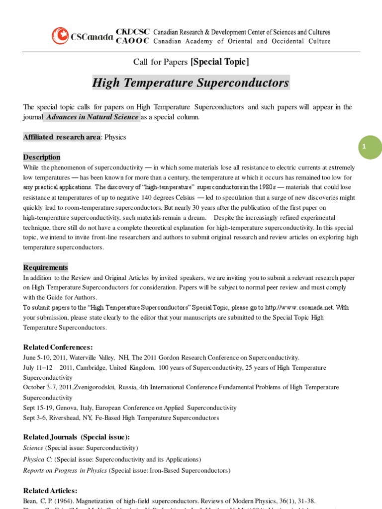 ANS Special Topic-High Temperature Superconductors | PDF | High ...