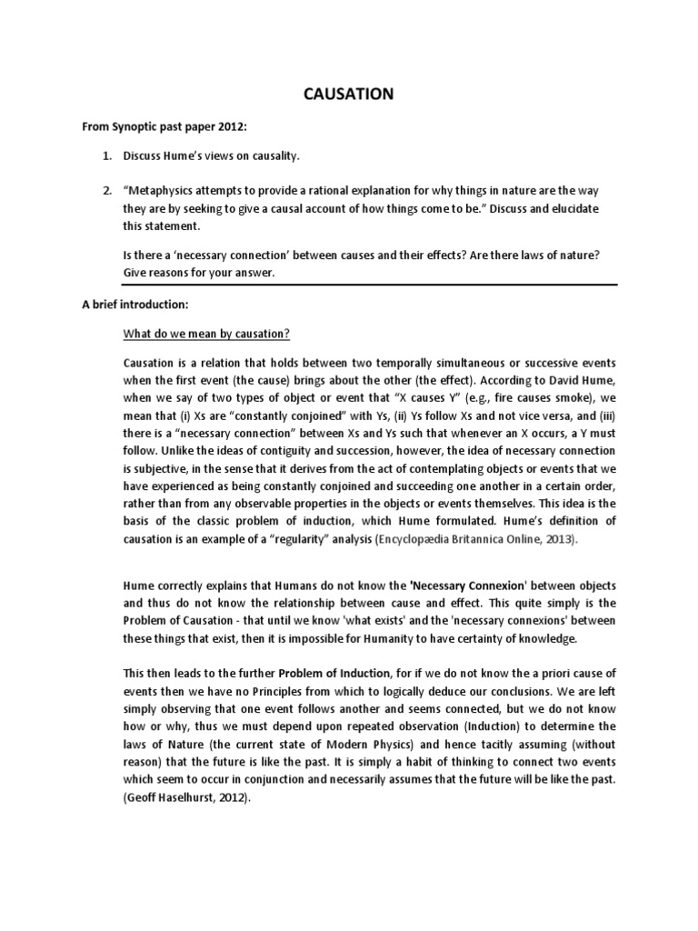 Causation Causality David Hume