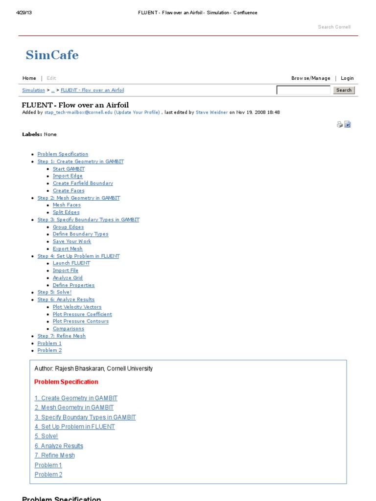 FLUENT Airfoil Flow Simulation Guide | PDF | Lift (Force) | Airfoil