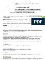 SLL Special Topic-Gender Differences in Cognitive Style and Personalized Foreign Language Teaching Strategy