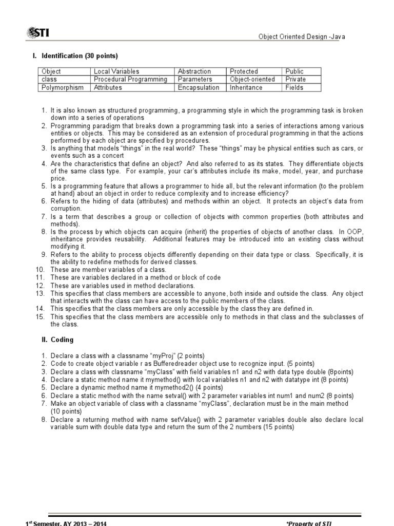 Object Oriented Programming | PDF | Object (Computer Science) | Object ...