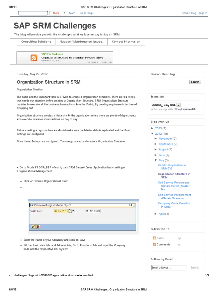 Creating Organization Structure in SRM | PDF | Business
