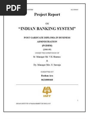 Project Report On Indian Banking System Loans Reserve Bank Of