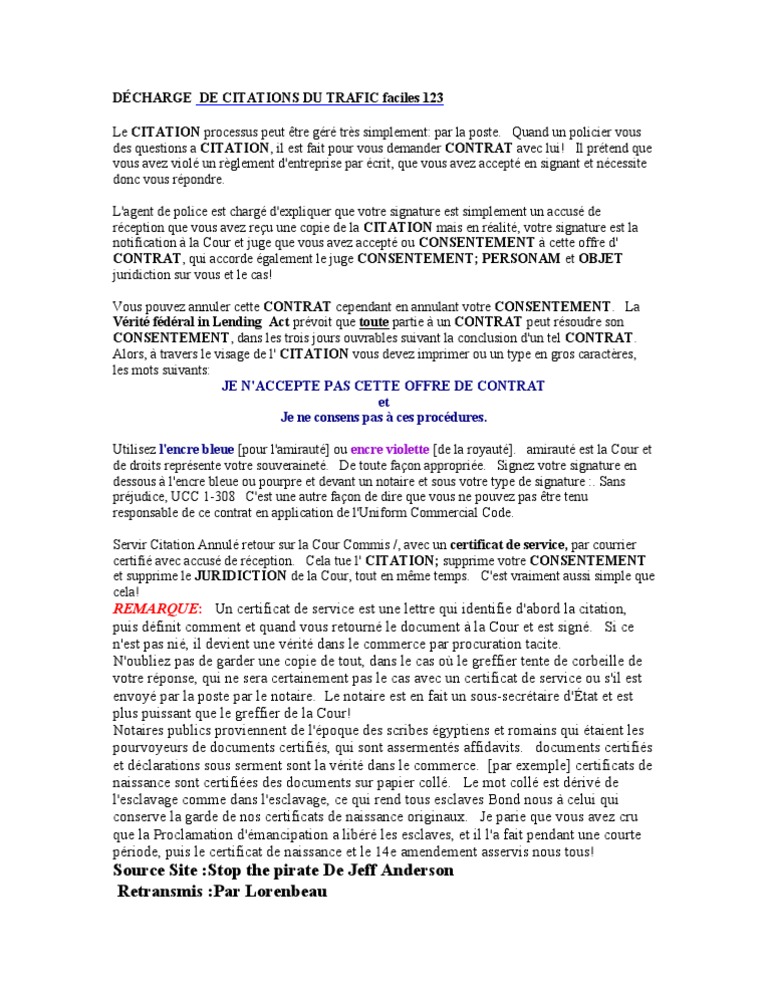 Decharge De Citations Du Trafic Faciles 123 Esclavage Politique