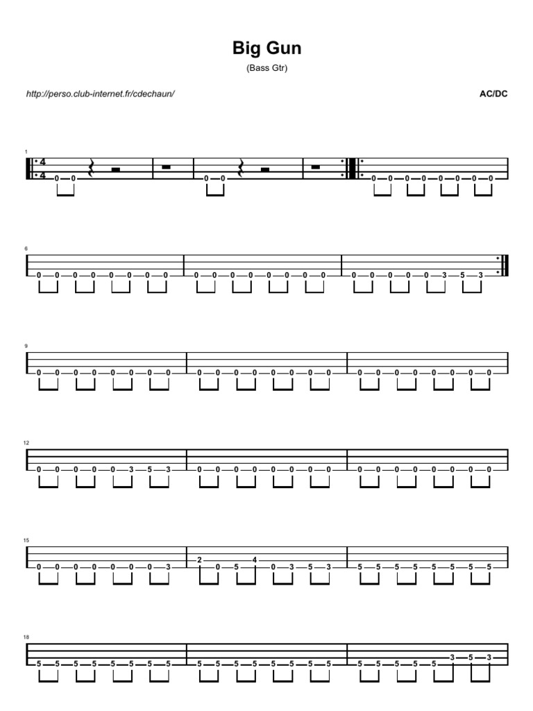 Tablatures - Bass Tabs - Acdc - Various | PDF | Music Media | Albums