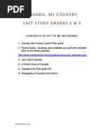 Canada, My Country Unit Study Grades 2 & 3: 8/1/2013 Revised