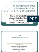 Barkindo-Towards Enhancing Bar-Bench Relations in Jigawa State of Nigeria