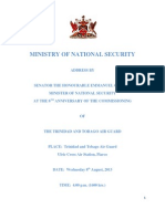 ADDRESS BY SENATOR THE HONOURABLE EMMANUEL GEORGE, MINISTER OF NATIONAL SECURITY, AT THE 8TH ANNIVERSARY OF THE COMMISSIONING  OF THE TRINIDAD AND TOBAGO AIR GUARD
