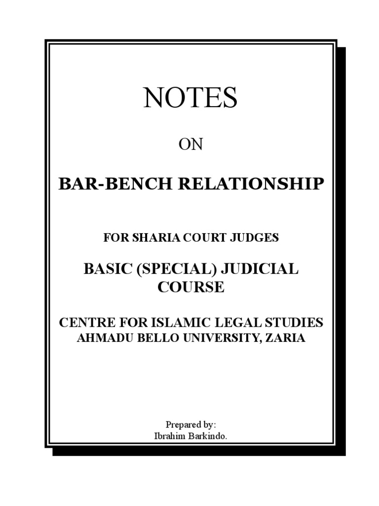 Notes On BarBench Relationship PDF Barrister Lawyer