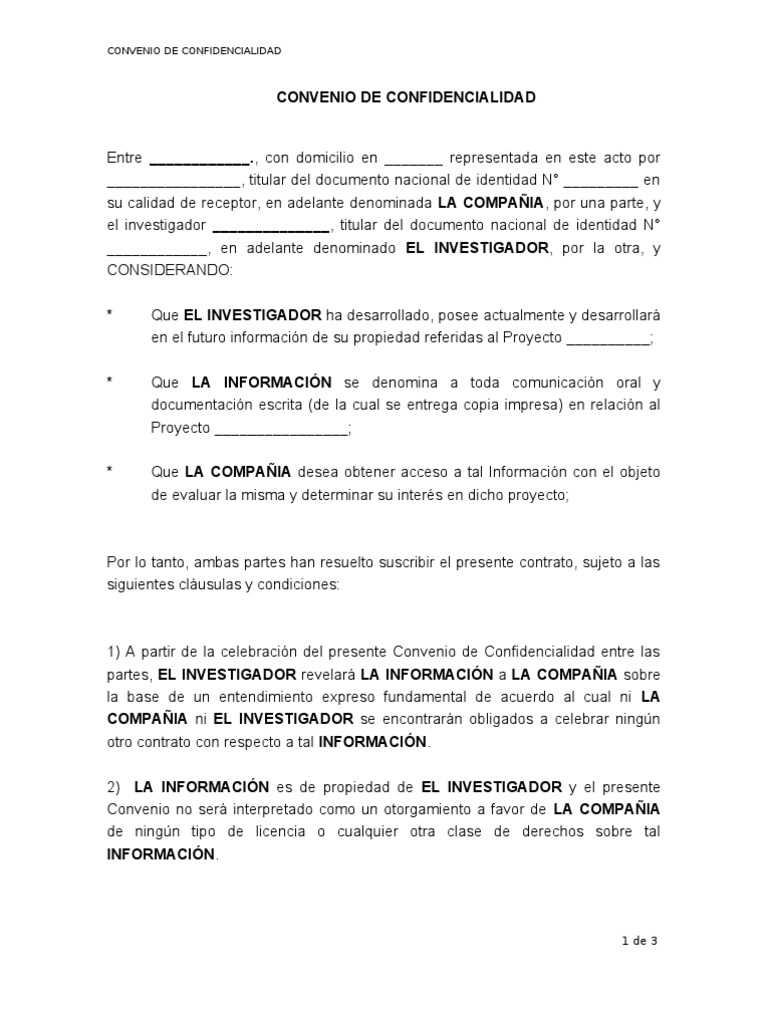 Contrato De Confidencialidad Modelo De Contrato Y Ejemplo Images And ...