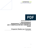 Procedimiento para el transporte, almacenamiento, uso y manipulación del cianuro de sodio