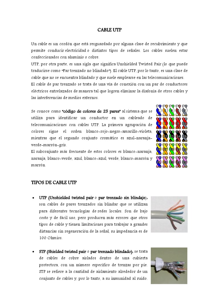 Orden de Colores en Cable UTP | PDF | Estándares informáticos ...