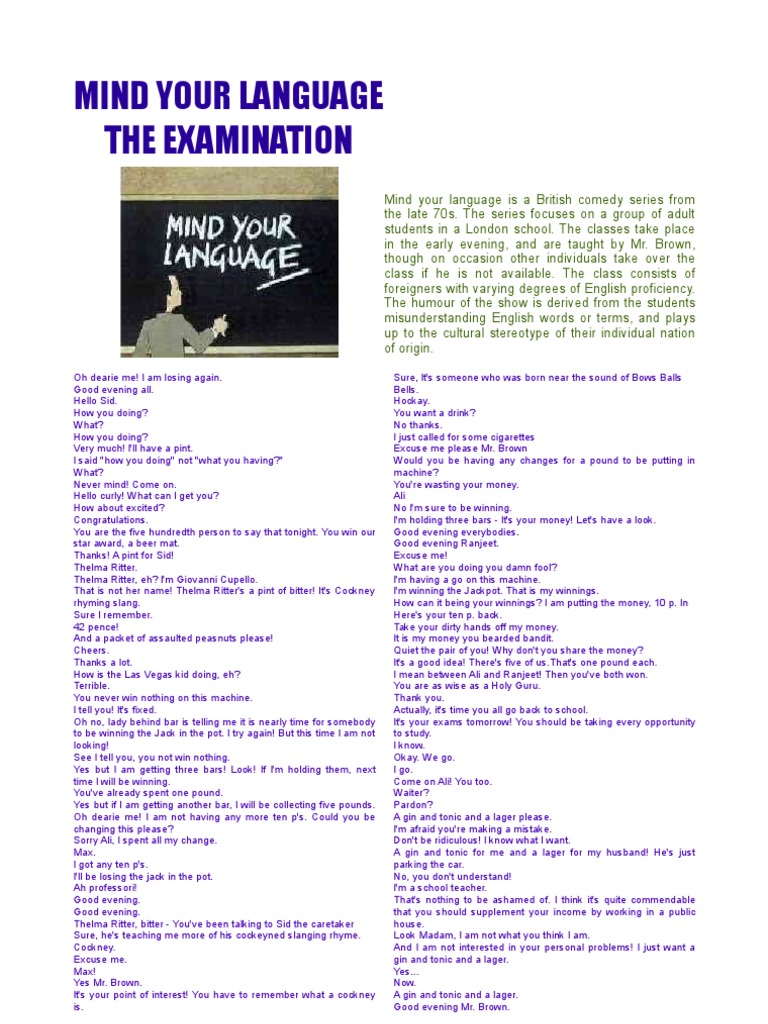 Mind Your Language - The Examination | PDF | Language Mechanics ...