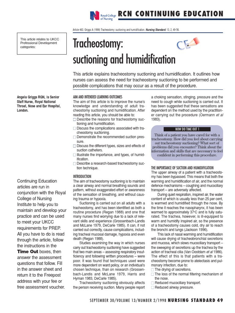 Tracheostomy Care for Nurses | PDF | Respiratory Tract | Breathing