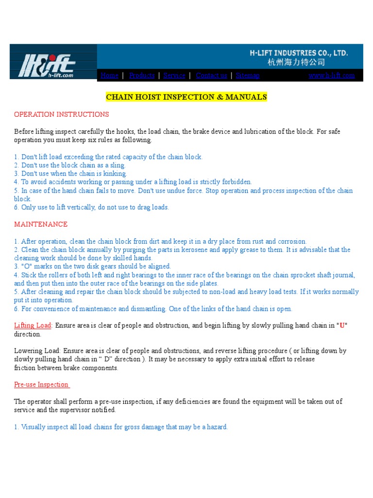 Chain Block Operation and Maintenance Guide | PDF | Bearing (Mechanical ...
